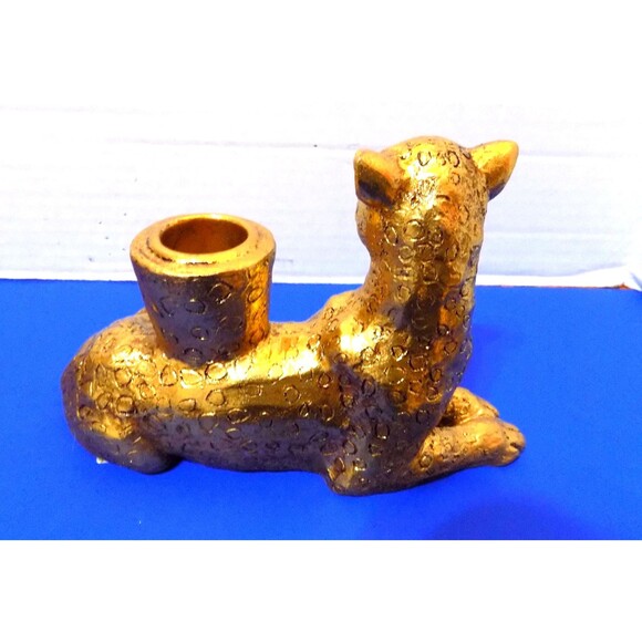NEW Cheetah Leopard Taper Candle Holder Statue Figurine Wild Animal Cat Decor - Picture 6 of 7